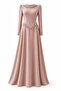 Pearl Embellished Crepe Hijab Evening Dress Pudra 1691 - 3