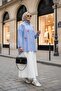 Striped Pattern Poplin Embroidered Shirt Blue - 3