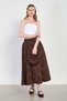 Women's floral embroidered long voile skirt - bitter brown - 2