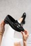Black Patent Leather Shoes Loafer Moccasin Casual Ergonomic Comfortable Soft Sole Masculine Shoes - 3