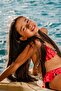 My Little One's Skin-Friendly Watermelon Patterned Ruffle Girls' Bikini Set - Red - 3