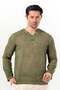 Long Sleeve Bora V-Neck Buttoned Poplin Men's T-Shirt |   Summer Men's Tshirt Light Khaki Ahk