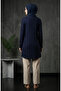Ruffle Detailed Tunic 0507-02 Navy Blue - 5