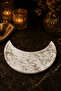 Marble Patterned Concrete Presentation Tray Crescent Shaped Serving Presentation Plate Presentation Holder - 2