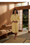 Shawl Collar Long Women's Bathrobe – Cotton Kimono with Shepherd Stitching