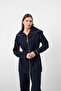 Navy Blue Women's Premium Set with Flowy Cotton Texture and Layered Detail with Waist Belt - 2