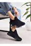 Black Unisex Walking Lightweight Knit Shoes - 7