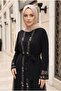 طقم عباية مزدوجة مع أساور وحزام مطرز بالأحجار - أسود - 2