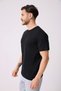 Men's Henley Collar Short Sleeve Casual Basic Black T-Shirt Made of 100% Cotton Textured Fabric - 5