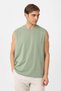 Khaki Relaxed Fit Men's Sleeveless T-Shirt