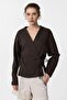 Brown Tie Kimono Women's Shirt - 2