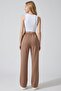 Biscuit high waist front hemmed wide leg double pocket sweatpants - 2