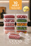 1000 ml Freezer and Microwave Storage Container with Lid - 10 Pieces - Meat, Ground Meat, Food, Salad Refrigerator Organizer