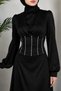 Stone Detailed Volan Sleeve Satin Hijab Evening Dress - 2