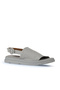 Ecru Leather Women's Wedge Heeled Sandals 01Wy9410 - 3
