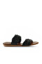Black Leather Women's Flat Slippers 01Wu7452