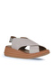 Gray Leather Women's Wedge Heeled Sandals 01Wy5703 - 2