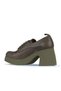 Khaki Leather Women's Heeled Shoes 01Wz7003 - 4