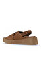 Brown Leather Women's Wedge Heel Pack Sandals 01Wy5901 - 4