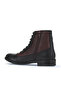 Black Burgundy Leather Women's Flat Boots 01Wt2601 - 5