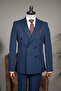 Exclusive double-breasted suit navy blue