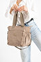 Sn 4017 water-resistant multi-compartment crinkle bag shoulder bag beige - 2