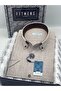 Classic Short Sleeve Linen Collar Buttoned Gift Boxed Men's Shirt FS-003626 - Brown