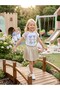 Girl's Glasses Detailed Cotton Combed Cotton T-Shirt Cotton Satin Pleated Skirt Set of 2 - 4