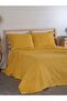 Double Mustard Color Knitted Pattern Bedspread & Pique Set 220X240 cm – 2 Pillowcases, Modern Stylish Design - 2