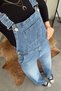 Unisex Wide Leg Loose Fit Denim Salopet Gilet Trousers - 5