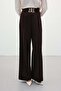 Wide Leg Trousers with Waist Accessories - Brown - 5