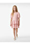 Balloon Sleeve Crew Neck Layered Detailed Floral Dress