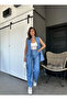 Fabric Suit Linen Coated Vest and Trousers Suit Blue - 5