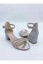 Girls' Silver Color Stone-Backed Comfortable Heelled Dress Shoes - 6
