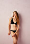 Black Basic Deep V-Neck Bikini Top - 2