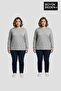 Women's Plus Size 2-Piece Set Long Sleeve 2 Thread Crew Neck T-Shirt Spr26Bea942+2
