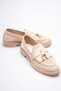 Women's Beige Casual Loafer Shoes with Tassel Accessories - 3