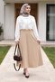 V-Neck Lace Detailed Ruffled Sleeve Elastic Imported Linen Look Blouse -Ecru - 3