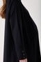 Maternity Tunic Shirt with Pockets, Black Linen Viscose Blended Fabric, Collar and Cuff Button Detail - 7