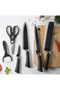 Kitchen Knife Set 6 Pcs includes a chopper, bread knife, paring knife, scissors, and ceramic peeler | WIDGETS MATRIX - 3
