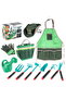 Kids Gardening Tool Set for Ages 3-7, Includes Apron Sun Hat Shovel & Gloves