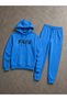 Men's Blue Casual Free Logo Sweat Tracksuit Set - 3