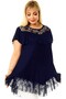Round Neckline, Tulle Lace on the Chest and Skirt, Asymmetrical Cut, Ruffled Chest, Comfortable Draping, Flexible Tunic - 5