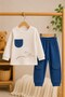 Baby Boy Airplane Embroidered Ribbed 2-Piece Top and Bottom Seasonal Set 3-12 Months - 2