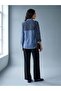 Women's Blue Asymmetrical Patterned Shirt – Dualine Fit |   100% Cotton |   Long Form |   Daily Elegance - 2