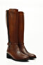 Women's Tan Antique Zippered Thick Heeled Genuine Leather Boots - 3