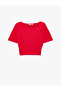 Short Sleeve Viscose Blend Boat Neck Waist Accent Crop T-Shirt - 2