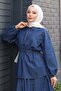 Beli Lace Detailed Skirted Denim Suit Dark Blue Msv19198 - 2