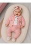 1047 Rabbit Embroidered Baby Girl 3-Piece Set 100% Cotton Compact Combed Cotton – Pink Powder Dried Rose 3-6-9 Months - 2