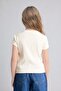 Slim Fit Crew Neck Printed Short Sleeve Ecru T-Shirt Girls G1781A826Sm - 5